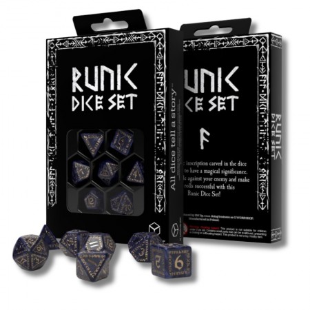 Runic kauliukų rinkinys margos mėlynos ir auksinės sp. Q-WORKSHOP